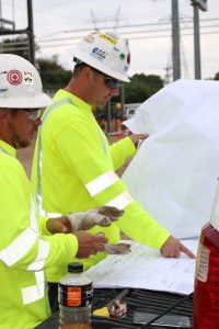 concrete contractor conducting a safety meeting